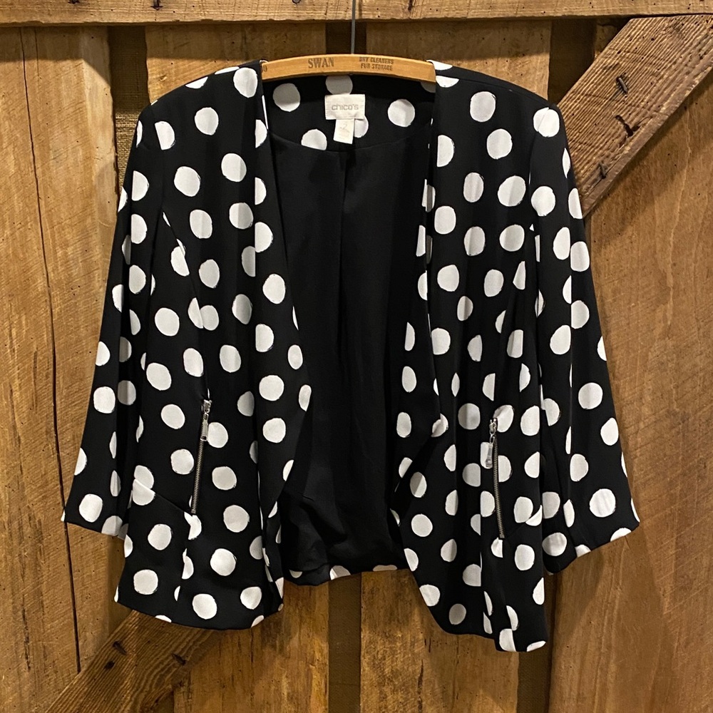 Chico's Black Jacket with White Dots